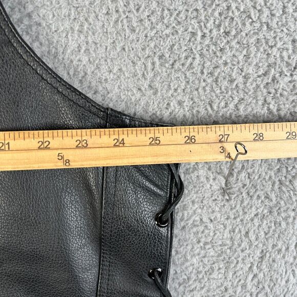 Leather Vest Jesus Patch Vest Men 52 2XL River Road Motorcycle Lace Up Sides - Picture 12 of 12